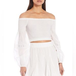 gianni bini woven nora square neck the off shoulder tops